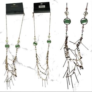 Nwt Massini Green/Pink/Clear Gold Necklace 28.5" Adjustable